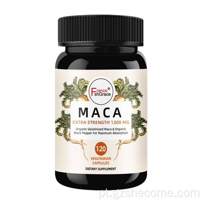 Maca orgânica suporta cápsulas de extrato de raiz da maca de energia